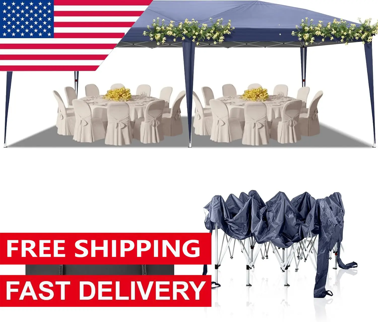 2025 10x20ft Ez Pop Up Tenda a baldacchino per esterni Tenda istantanea commerciale portatile con borsa per il trasporto per eventi di barbecue di compleanno di matrimoni