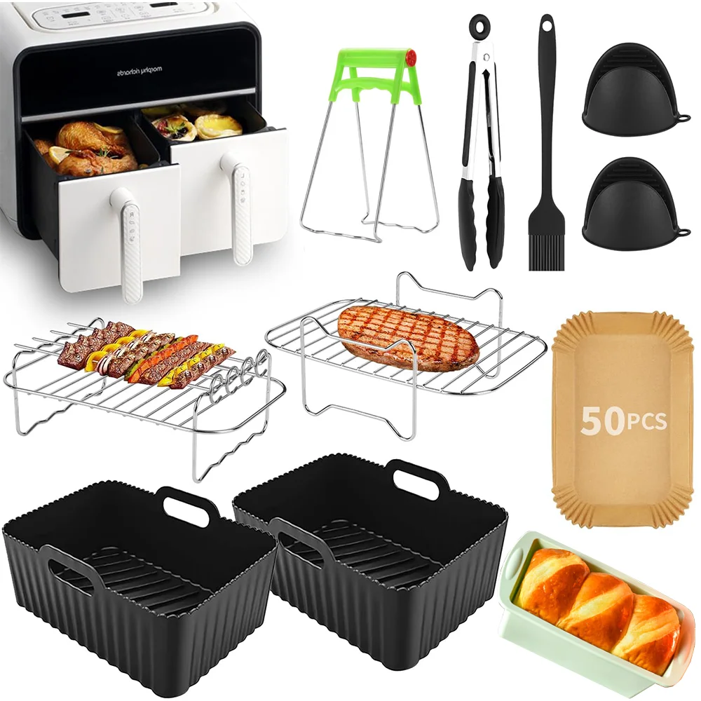 

Air Fryer Baking Paper With Airfryer Silicone Basket Mold Grill Rack for Ninja/Innsky/Princess 7.6 - 9.5L