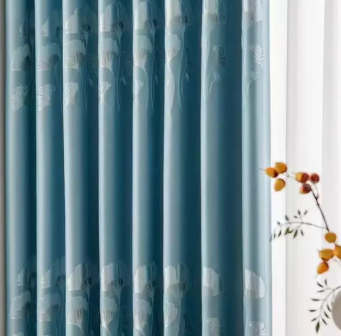 Custom Size Ginkgo Leaf Jacquard Design Feels High Quality Curtains for Living Dining Room Bedroom Window Decor Elegant European