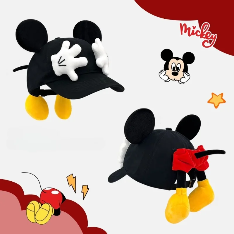 Mickey Mouse DSN Baseball Cap Cute Mickey Small Palm Doll Sun Protection Peaked Cap Kawaii Cartoon Mickey Ears Sun Hat