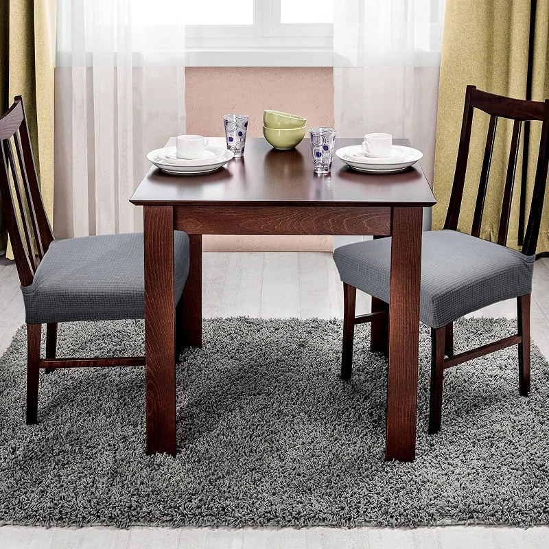 Jacquard Chair Seat Covers Removable Washable Anti-Dust Stretch Spandex Dining Room Upholstered Chair Cushion Slipcovers