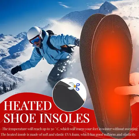 Unisex Heated Shoe Insoles Cuttable & Washable USB Electric Foot Warmer Adjustable Temperature Heating Insoles Pad for Winter