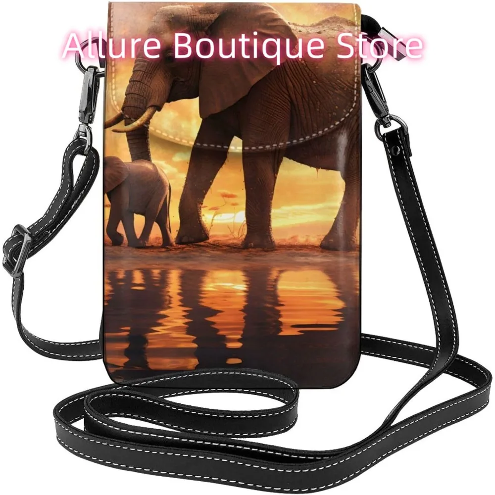 

Повседневная сумка через плечо со слоном для женщин, маленькая дорожная сумка из искусственной кожи для мобильного телефона, легкий мини-кошелек для телефона, кошелек через плечо