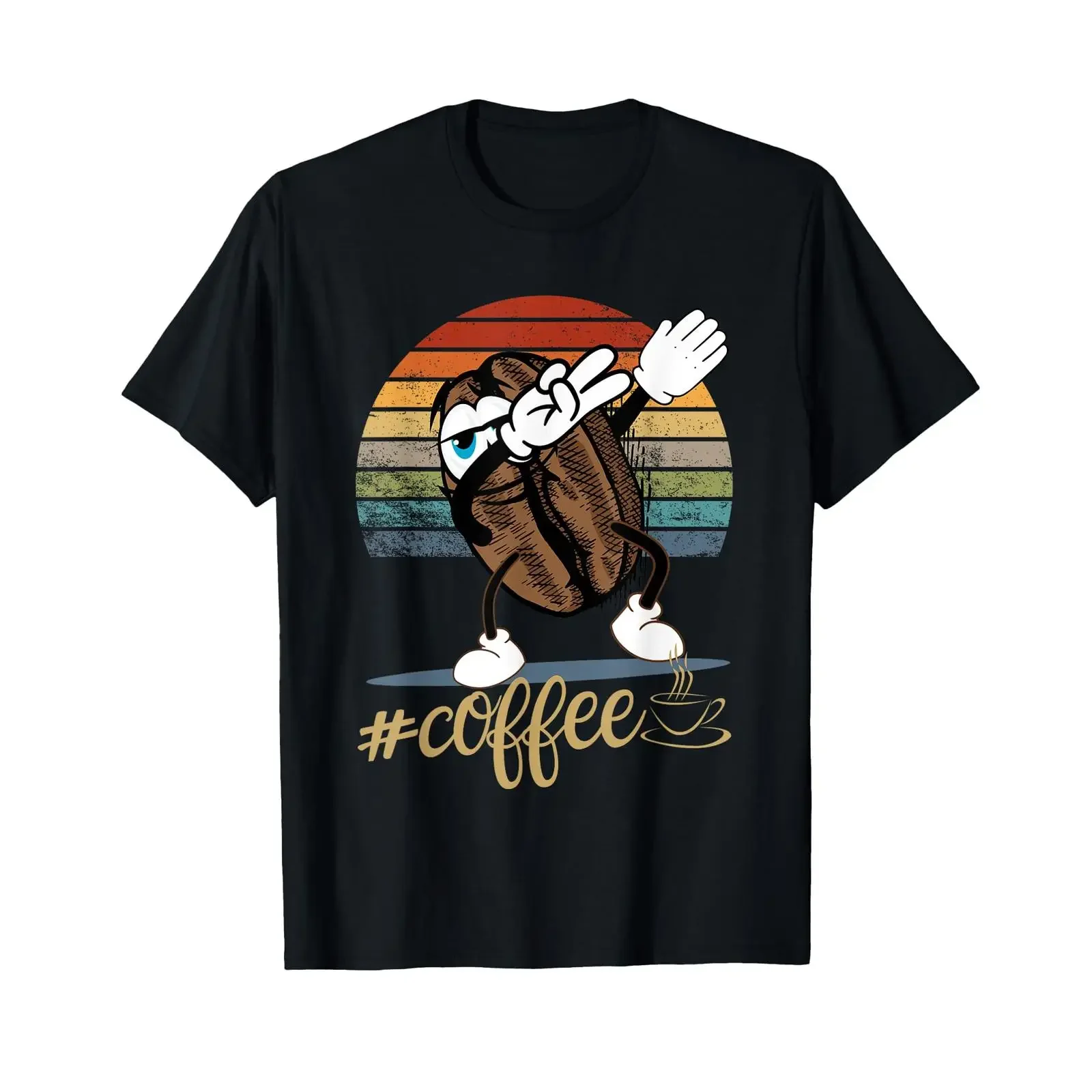 Coffee Beans Design T Shirt black vintage Washed Top For Everyday Wear Breathable Versatile designer clothes fashion Unisex