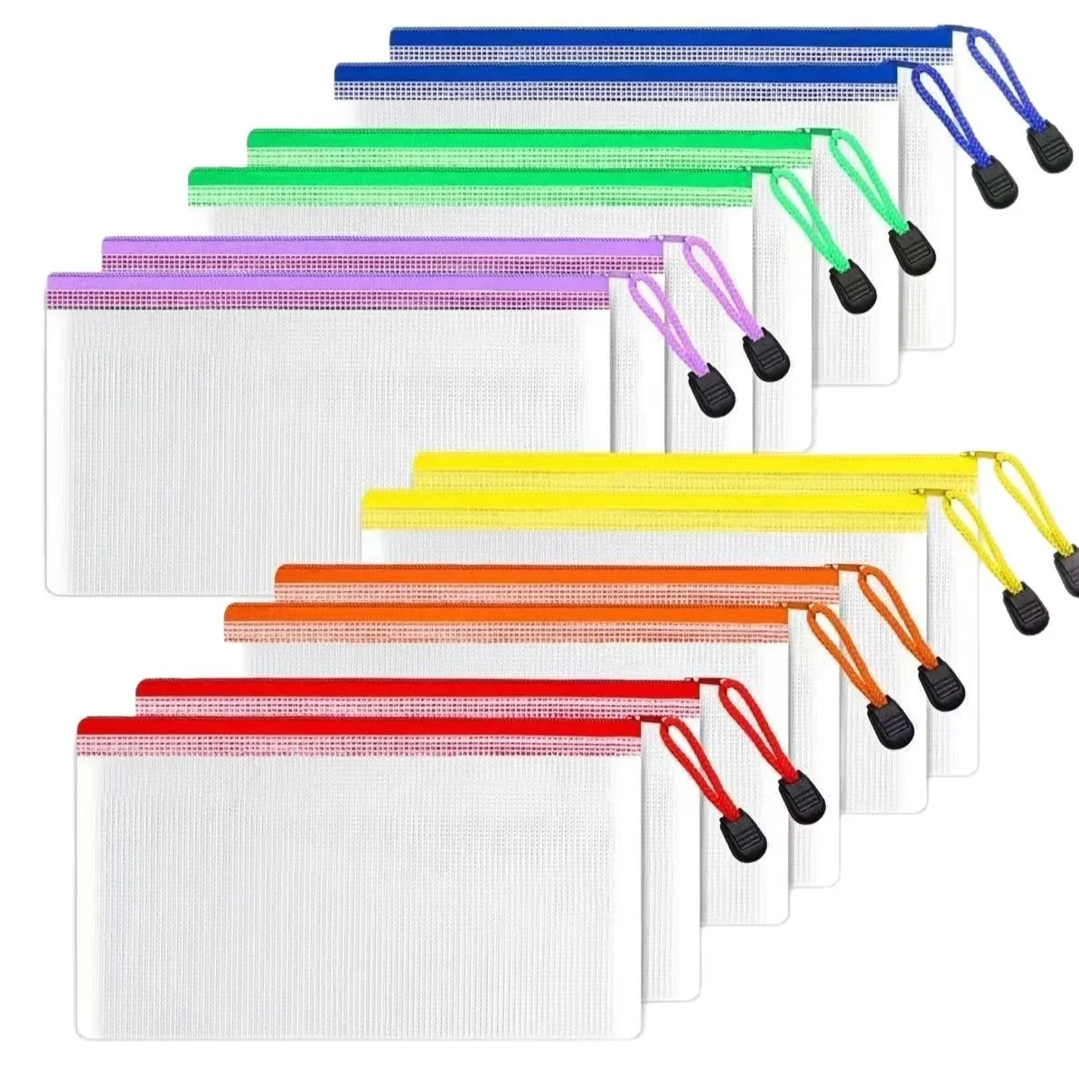 

16PCS Transparent Waterproof Zipper File Bag with Zipper Bag Waterproof Transparent Travel Bag for Storing Office Supplies First