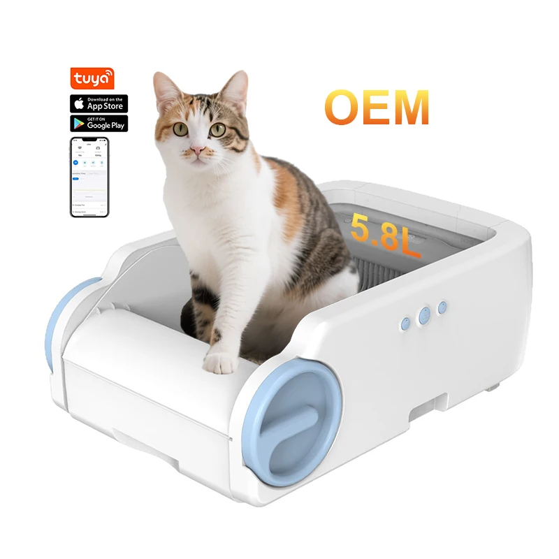 NewUpgraded Open-Top Design Self Cleaning Easy Clean Litter Box Cat Toilet Wifi Automatic App Control Odor Control Large