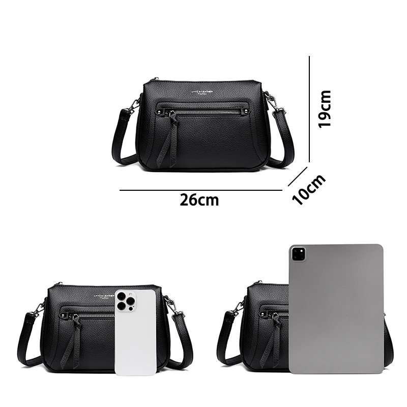 2025 المرأة الجديدة متعددة الطبقات قطري حقيبة كروس عصرية ومتعددة الاستخدامات جلد ناعم سعة كبيرة حقيبة كتف قطري كروس