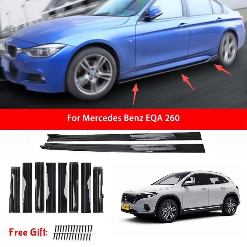 For Mercedes Benz EQA 260 Car Side Skirt Splitters Extended Side Spoiler Sport Body Kit Bumper Lip Modified Parts 8Pcs