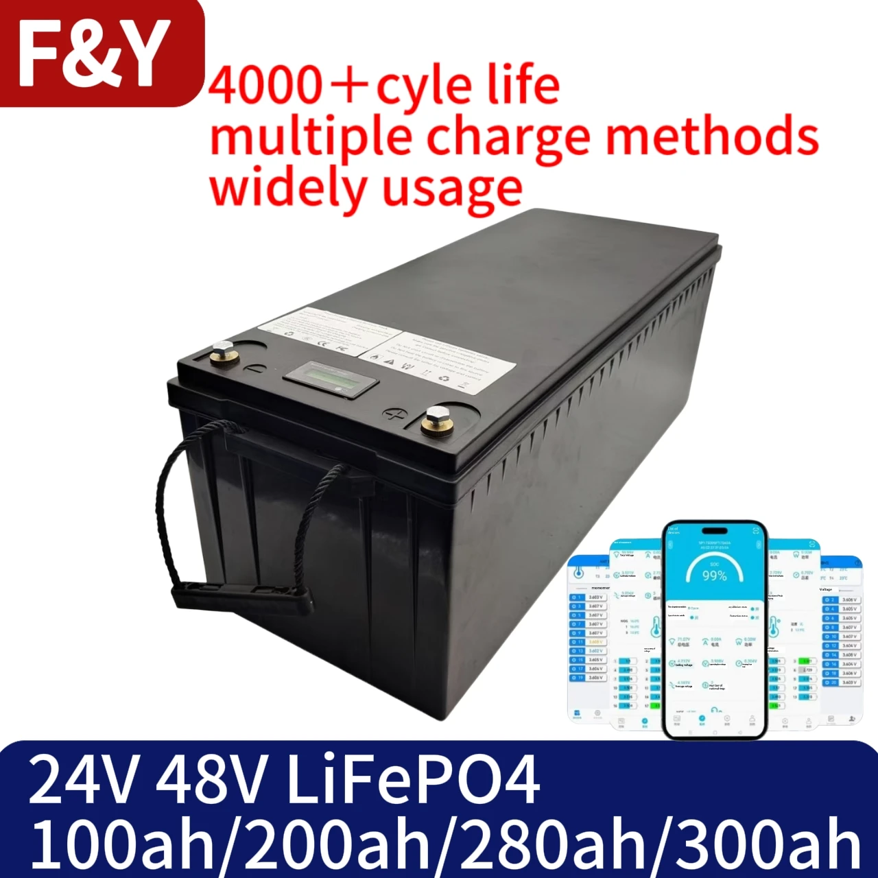 

24V 48V 100Ah 200Ah 280Ah 300Ah 400Ah LiFePo4 Battery Lithium Iron Phosphate Batteries For Solar Boat inverter Golf Cart