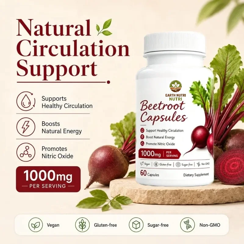 Beetroot Capsules -1000mg Containing Grape Seed Extract -60 Capsules