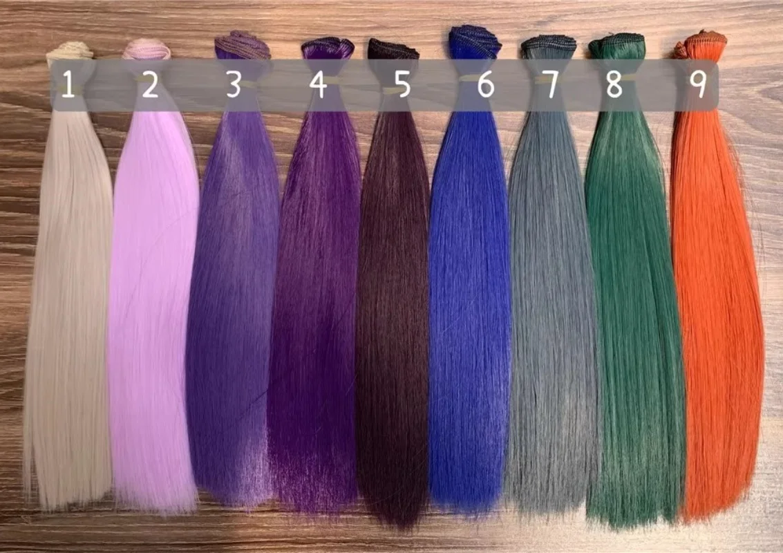 15 センチメートル/25 センチメートル BJD 人形ウィッグカラフルなバンドルおもちゃヘアピースロングストレート緑紫厚い高温シルク人形アクセサリー