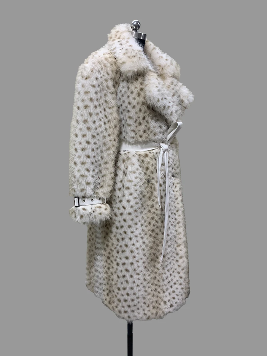 Nerazzurri Autumn Winter Oversized Long Thick Warm Colorful Lynx Point Faux Fur Coat Woman Shoulder Pads Luxury Fluffy Overcoat