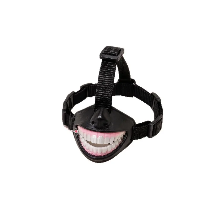 Funny Smiling Teeth Dog Muzzle,Novelty Decorative Pet Mouth Cover,Adjustable Lightweight Dog Muzzle for Party Outdoor Photo Prop