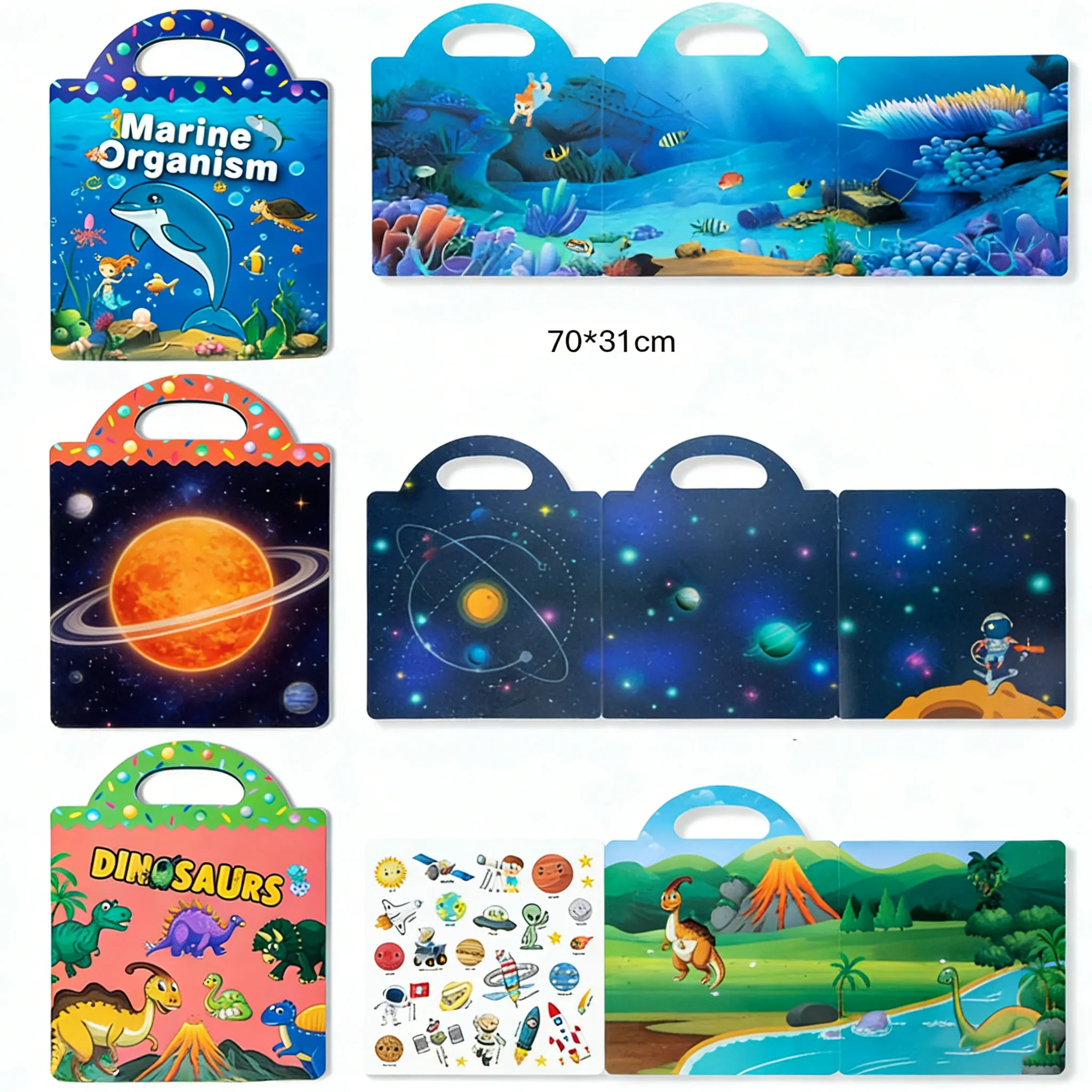 Reusable Cartoon Sticker Book for Kids Multiple Scenos DIY Puzzle Game Educational Learning Classic Toys for Child Age 2-4 Gifts