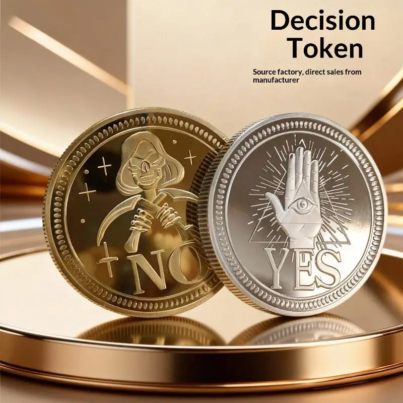 1Pcs Souvenir  Yes Or No Prediction Decision Coin Ouija All-Seeing Eye Or Death Gothic Copper Plated Coin