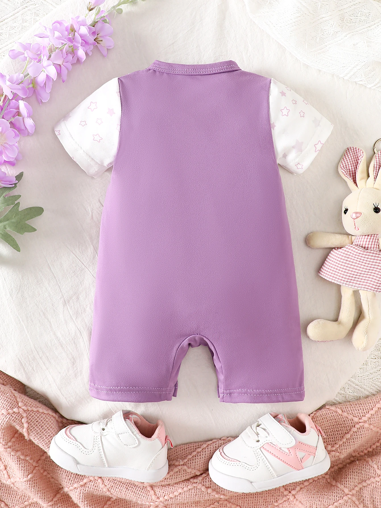 IURNXB Summer Girl Baby Cartoon Long Ear Bunny Overalls Cute Infant Newborn Romper Short Sleeve Outfit 1-18M