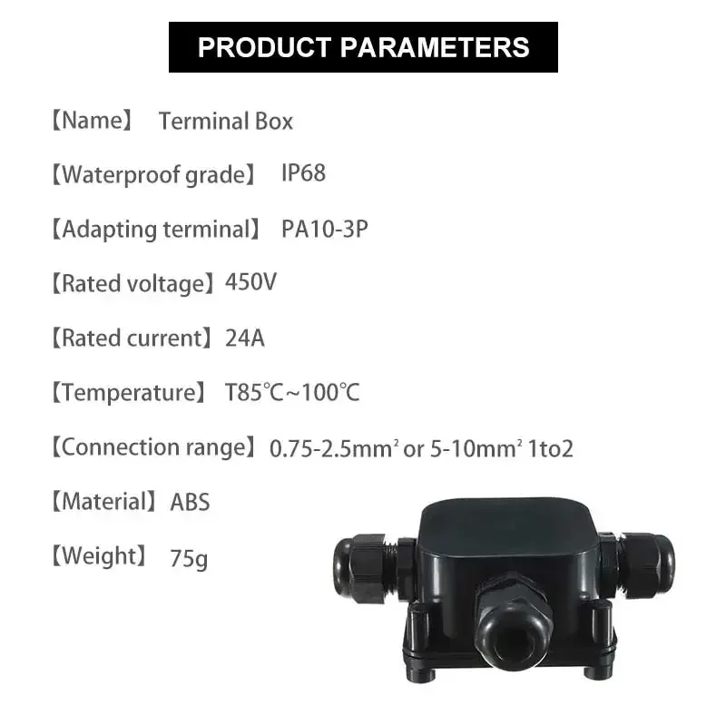 IP68 Tee Junction Box LED Outdoors Waterproof  T-type Branching 450V 24A 1 To 2 Waterproof Box for Buried Streetlights Connector image 3