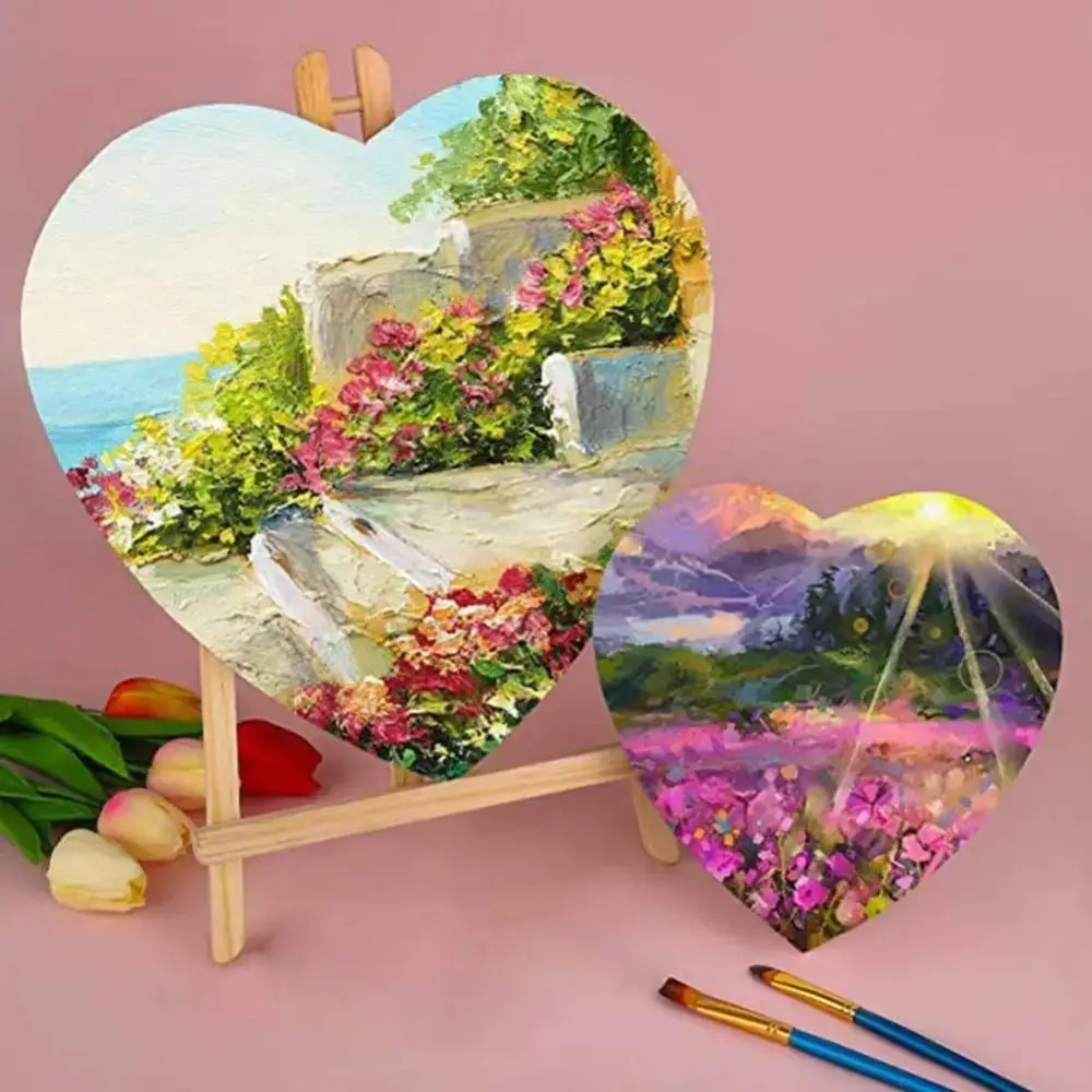 Picture Frame Love Heart-shaped Oil Canvas Cotton Wooden Painting Board Multi Size Blank Drawing Board Painter