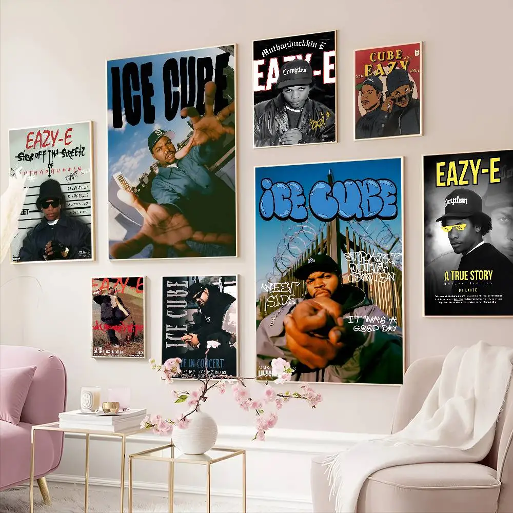 Hip Hop Music Stars Ice Cube Eazy-E Good Quality Prints and Posters Vintage Room Bar Cafe Decor Home Decor