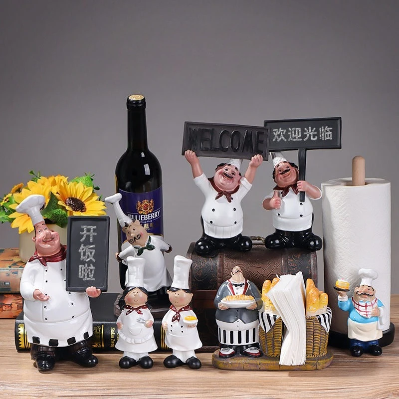 European Creative Chef Wine Rack Tissue Holder Message Board Kitchen Decoration Ornament Western Restaurant Cafe Bar Decoration