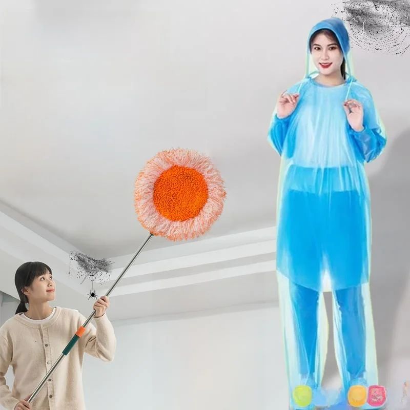 

Disposable Thiened PE Dustproof Suit with Foot Covers for Ceiling Dust Cleaning Household Cleaning Tools Protective Clothing