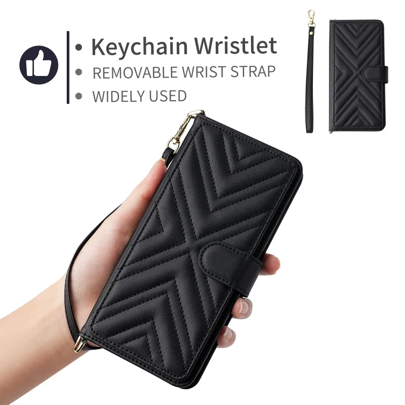 For Blackview Shark 9 5G case keychain wristlet Shoulder Bag PU Leather Back Case Cover Phone Accessories