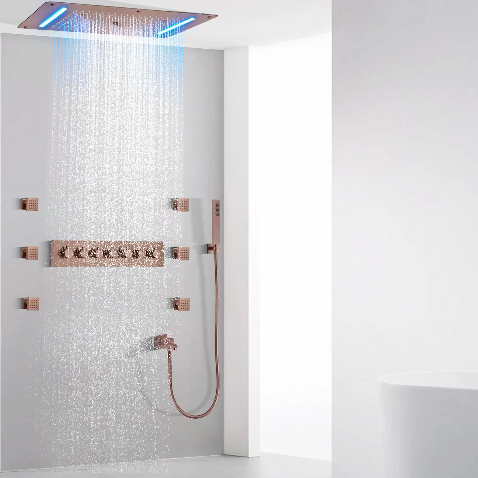 700 * 380 new brown concealed shower thermostatic shower set multi-functional all-copper