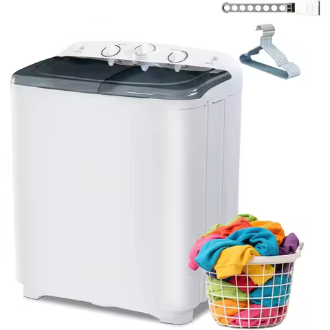 2in1 Portable Twin Tub Washing Machine with 13lbs Wash and 9lbs Spin Capacity: Compact Laundry Washer and Spin Dryer Combo Idea