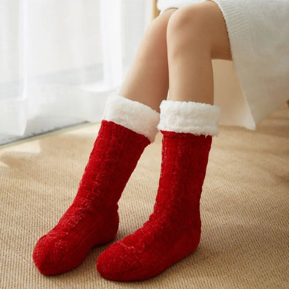 Snow Socks Thickened Thermal Cashmere Socks Velvet Solid Color Floor Socks Woven Sleep Socks Home Use