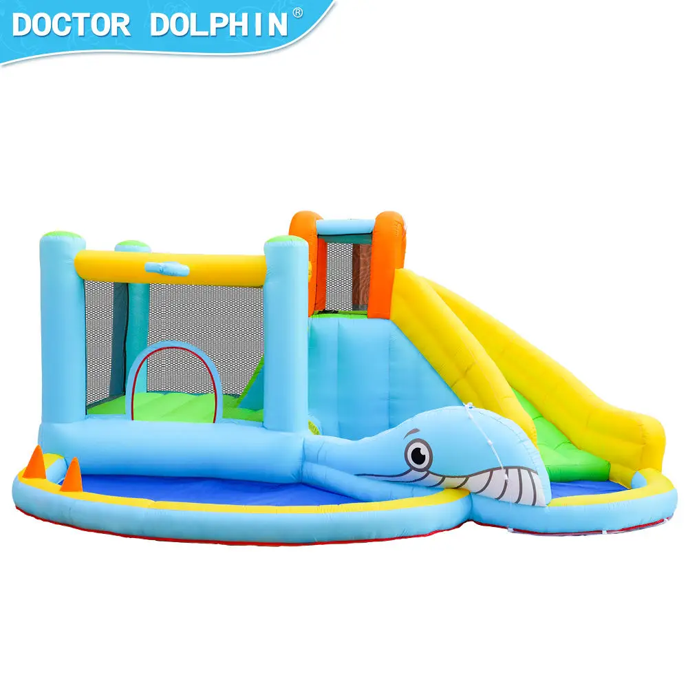 Castillo inflable de tiburón con tobogán, casa de salto, tobogán de agua, castillo inflable para niños, nuevo