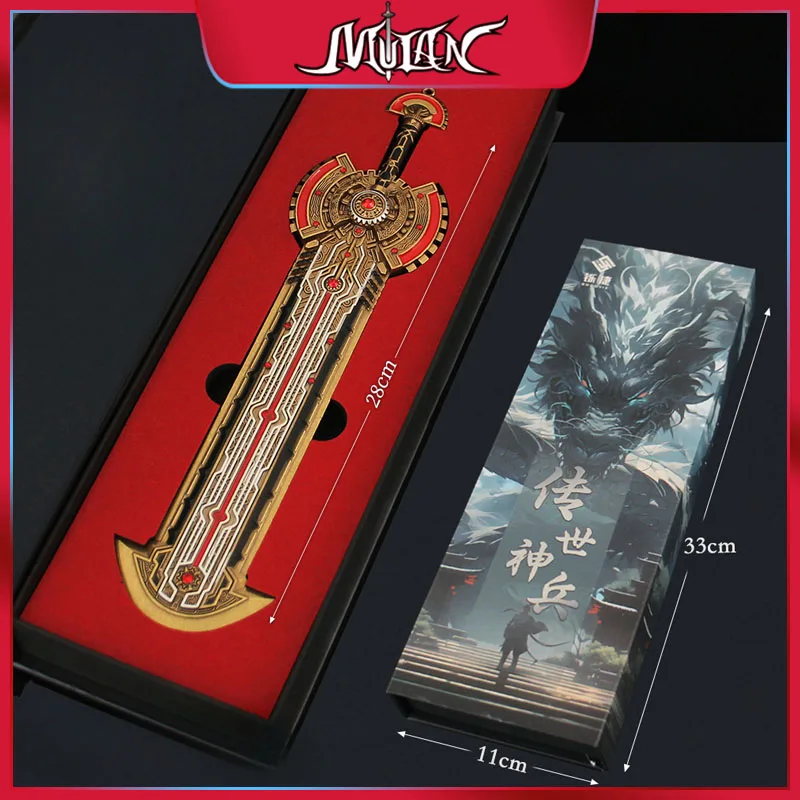 

28CM Douluo Continent Soul Land Anime Peripherals Ji Juecheng Weapon The Sword of Judgment Full Metal Model Gift Box Boy Toy