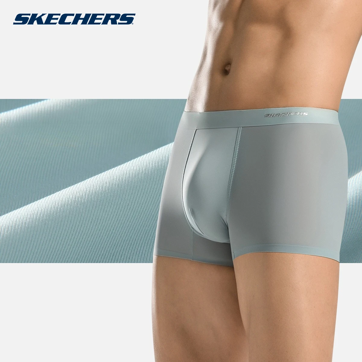 Skechers Mens Underwear Ice Silk Men Boxer Shorts Plus Size Panties Men Boxer Summer Breathable Light Thin Daily Home Underpants