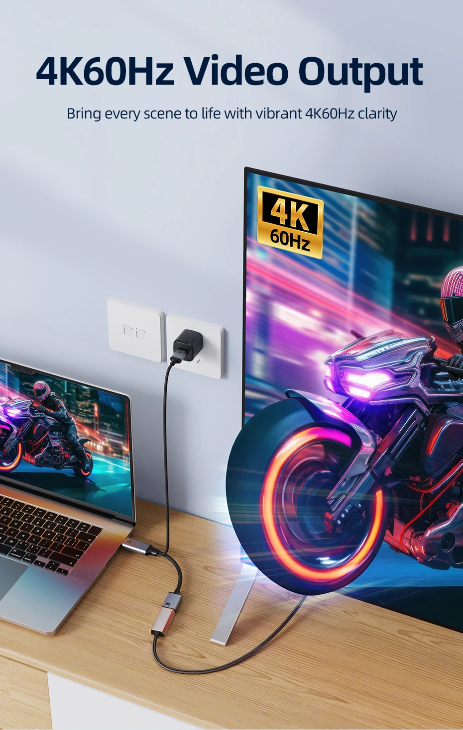 Cable time HDMI zu DP Kabel adapter 4k 60Hz Displayport Konverter Video Audio für Xbox TV Monitor Projektor Schalter PS4/5 Laptop – Detail 2