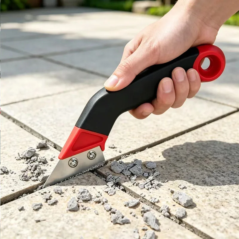Q84D Grout Removal Tool Set with 5 Replacement Tile Grout Cleaning Tool Grout Scraper Professional Angled Tool