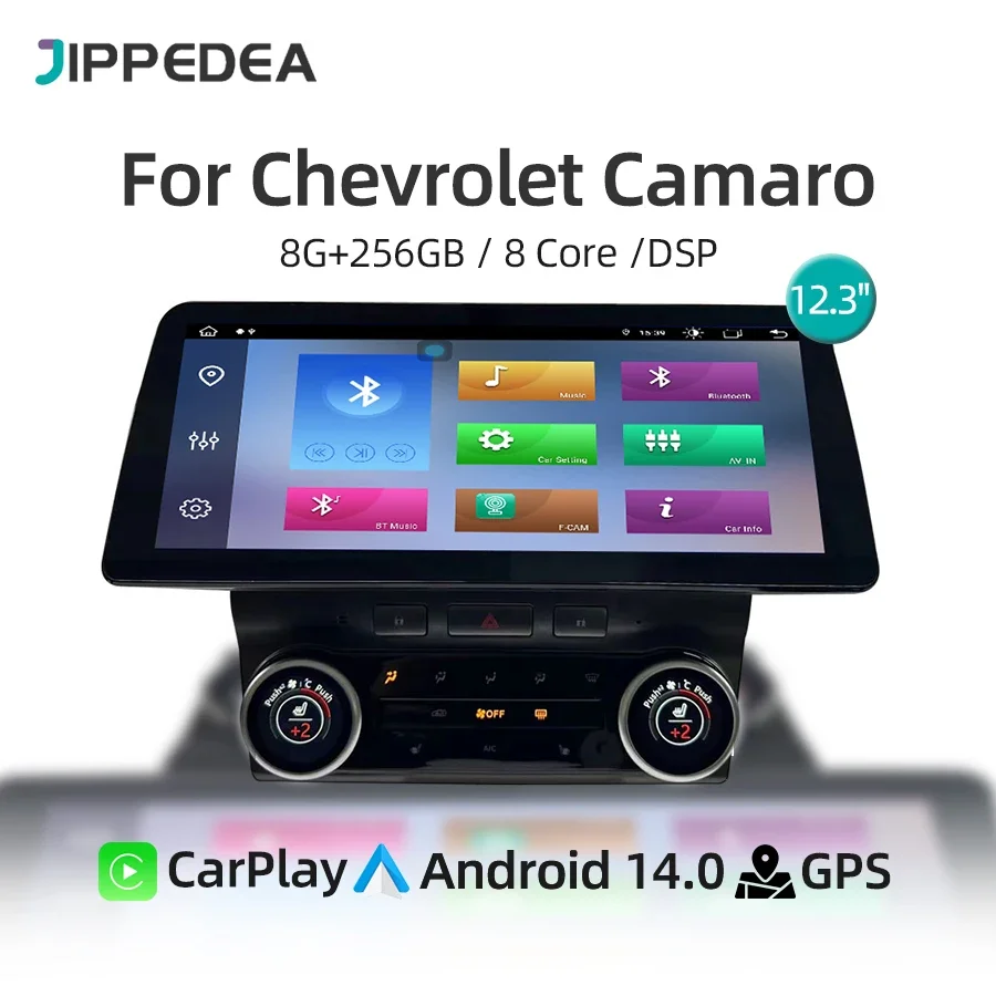 Car Radio For Chevrolet Camaro 2010-2015 CarPlay Android 14.0 GPS Navigation 4G WiFi QLED Screen Bluetooth Car Multimedia Player