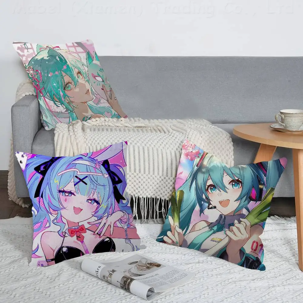 Anime Hatsune Miku Cushion Cover Inches Farmhouse Decor Home Throw Pillow Covers For Couch Decorations