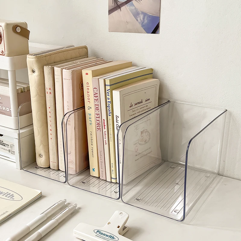 Soporte de acrílico portátil para libros, estantería de combinación libre transparente, carpeta de libros en forma de U, estante de almacenamiento de escritorio para el hogar y la Oficina
