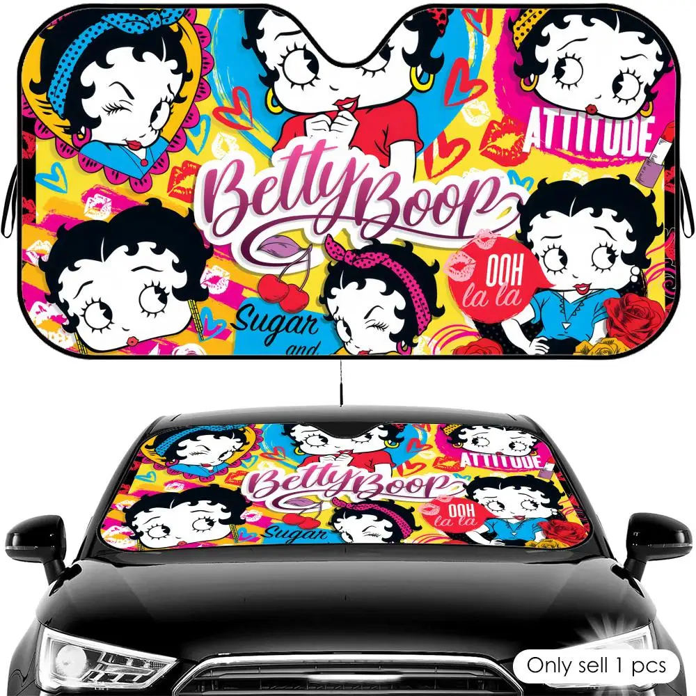

Солнцезащитный козырек для автомобиля Anime B-Bettys Boops, складной, универсальный, для лобового стекла, защита от УФ-излучения, теплоизоляция, складная накидка