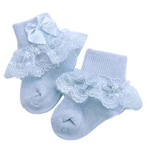 Cute Lace Flower Mesh Spring Summer Newborn Baby Socks Cotton Baby Girls Princess Bowknot Solid Color Anti Slip Socks 0-2 Years