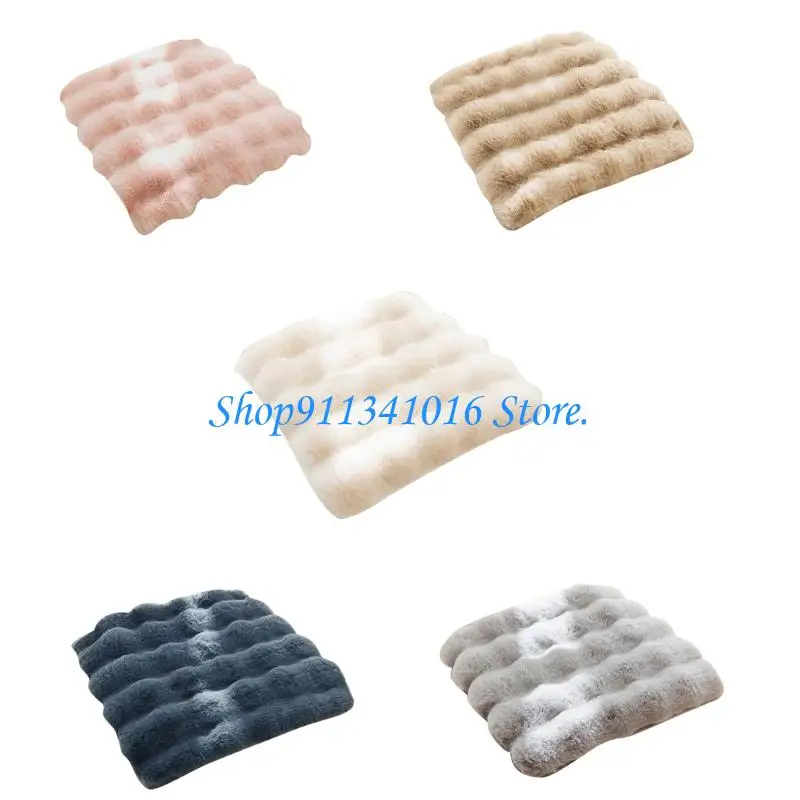 

4X7B Plushes Rabbit Chair Cushions Thickened Warm Square Seats Pad Comfortable Support for Office Chair AntiSlip Functionality
