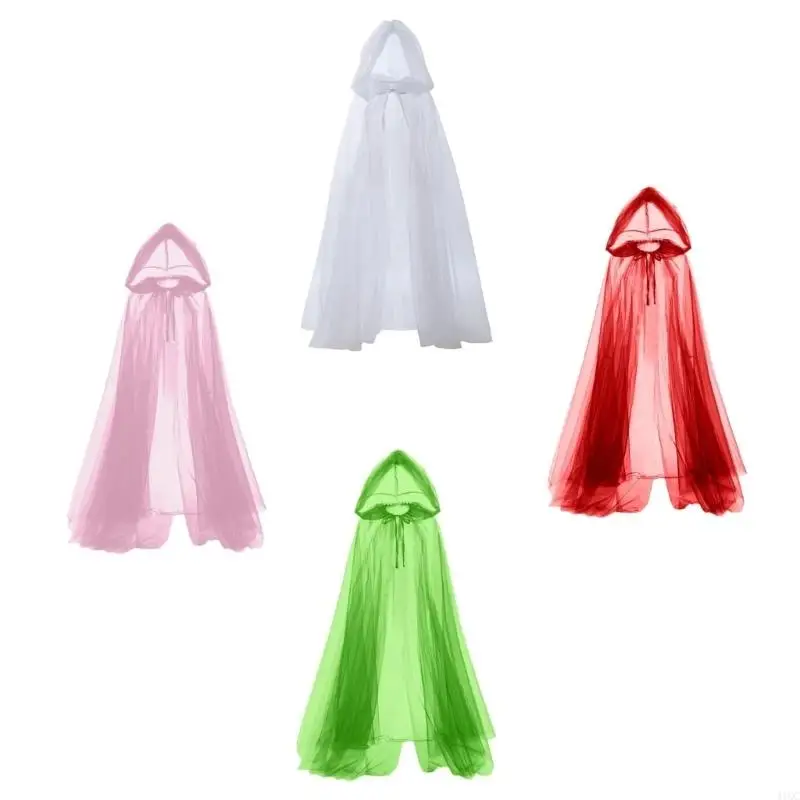 Summer Hooded Cloak Long Ponchos Shawl With Seethrough Mesh Design Beach Wedding Cover Up Formal Occasion Shoulder Wrap 