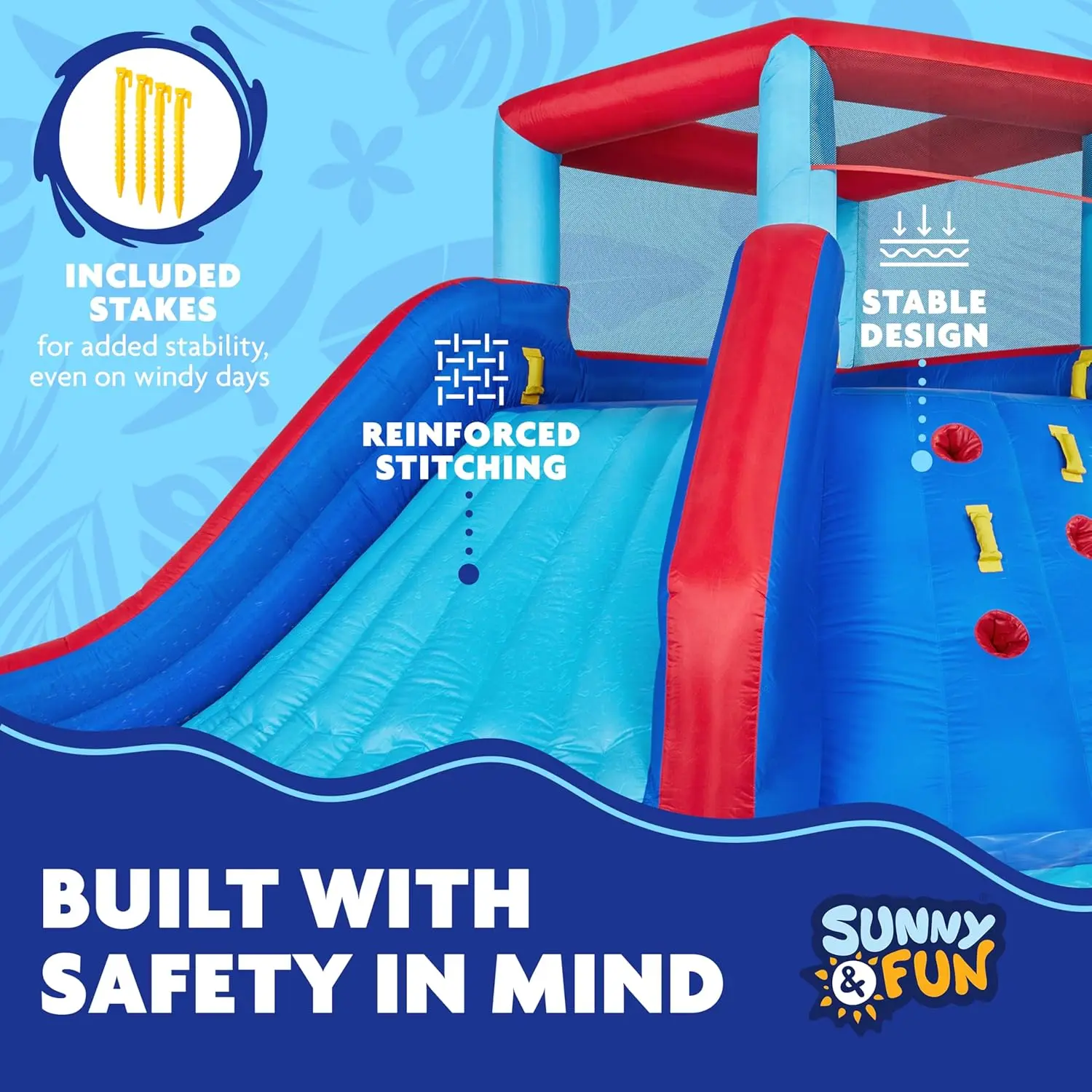 Heavy-Duty Inflatable Water Slide Park for Outdoor Fun – Includes Climbing Wall, Slide, Deep Pool, Air Pump & Carrying Case – Easy Setup and Inflation view 4