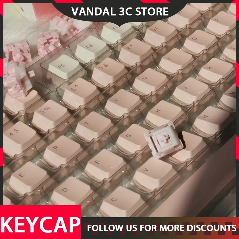 

Strawberry Cake Theme Keycap Cherry 139key Pbt Keycaps Boxed Custom Pink Cute Keyset For Desktop Computer Keyboards Gifts