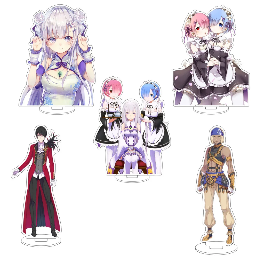 

6CM Anime Re:Life in a different world from zero‌‌ Rem Natsuki Subaru Felt Beatrice Cos Acrylic Figure Stand Gifts Ornaments