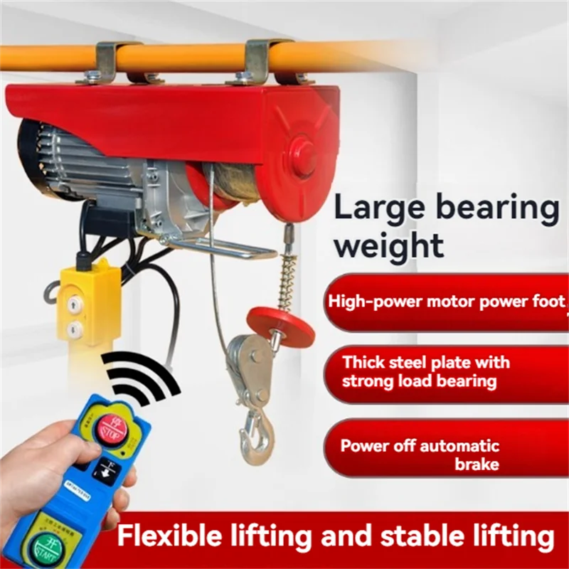 220V Auto Lifting Electric Cable Hoist Wired/Wireless Remote Control with 12/20/30m Rope Electric Winch Crane