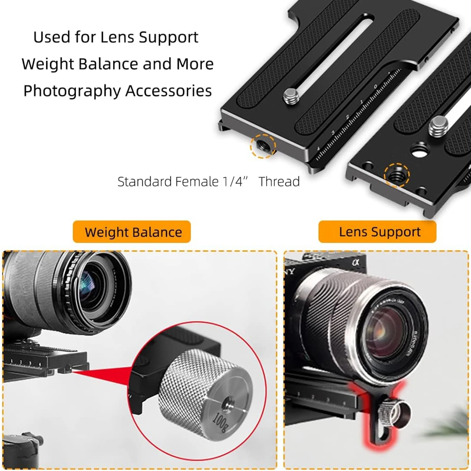 Lanxire Detachable DSLR L Bracket Horizontal Vertical Camera Mount Quick Release Plate for DJI RS 2, DJI RSC 2, WEEBILL-S