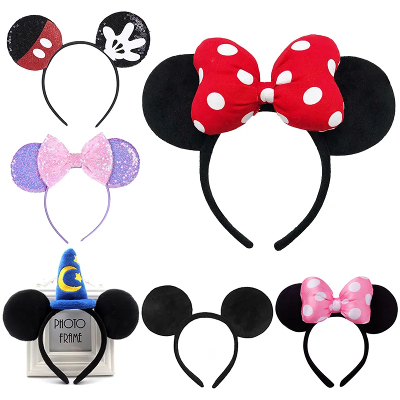 Mouse Headband Cartoon Ears Sequin Bows Hairband Party Cosplay Hair Accessories Children Adults Toys Gift