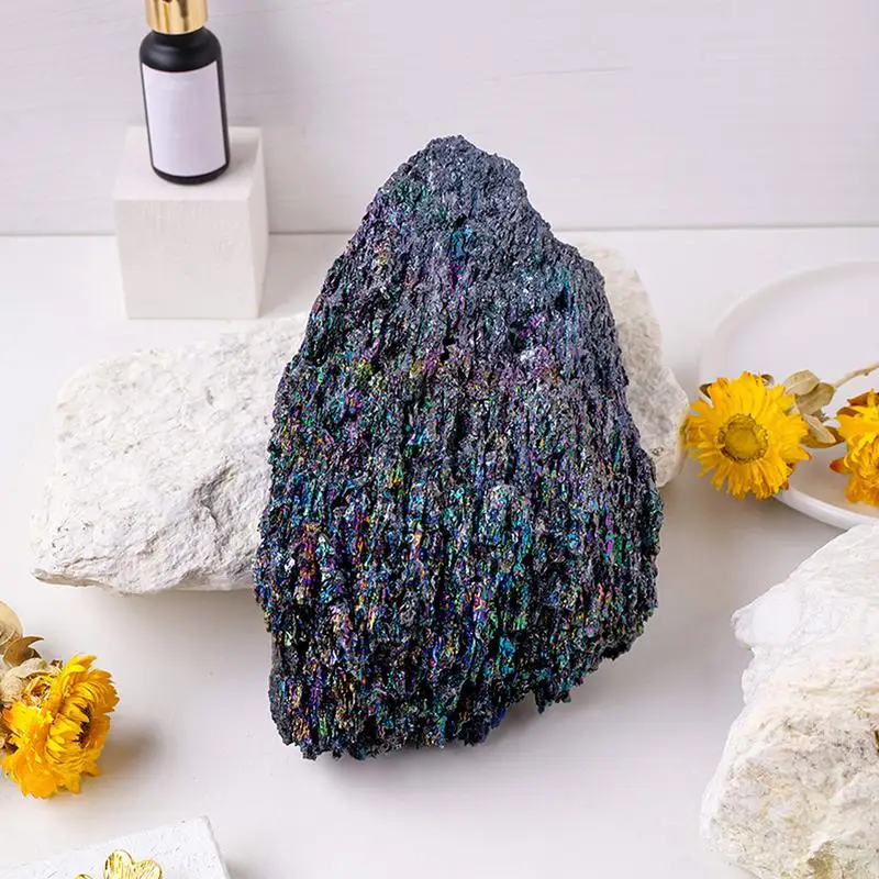 Rainbow Raw Crystal Stone Colorful Ore Natural Carborumdum Rough Crystals Stone Mineral Energy Healing Home Decorations