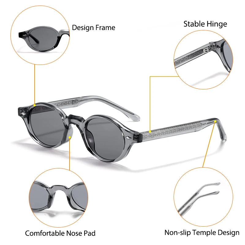 CATERSIDE Modische ovale Damen-Sonnenbrille, Vintage-Stil, kleiner Rahmen, luxuriöse Bügelenden, Sonnenbrille für Herren, Party- und Outdoor-Brille, UV400 – Detail 3