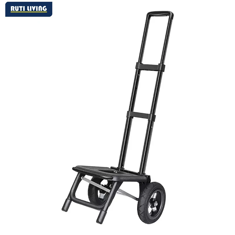 Trailer Folding Small Cart Household Shopping Grocery Small Cart Pulling Goods Pull Rod Cart for Outdoor Large Wheeled Handcart